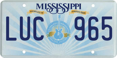 MS license plate LUC965