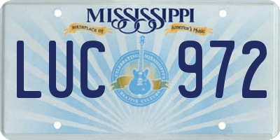 MS license plate LUC972