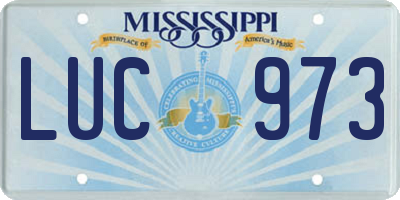 MS license plate LUC973