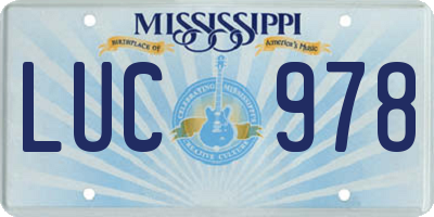 MS license plate LUC978