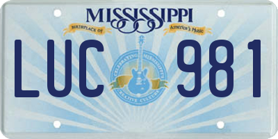 MS license plate LUC981