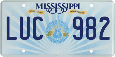 MS license plate LUC982