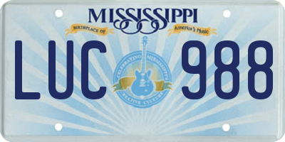 MS license plate LUC988