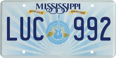 MS license plate LUC992