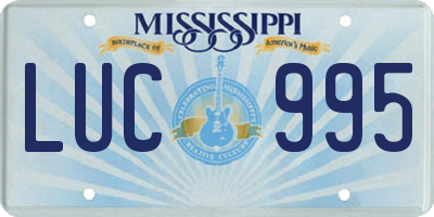 MS license plate LUC995