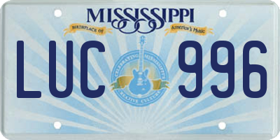 MS license plate LUC996