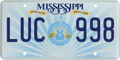MS license plate LUC998