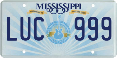 MS license plate LUC999
