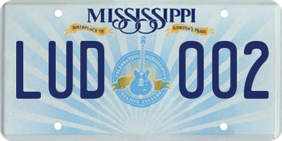 MS license plate LUD002