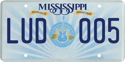 MS license plate LUD005