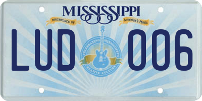 MS license plate LUD006