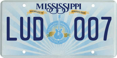MS license plate LUD007