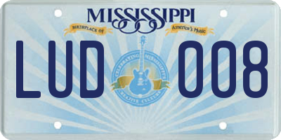 MS license plate LUD008