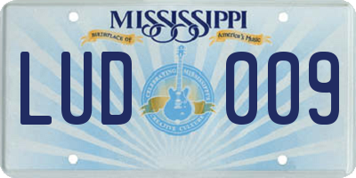 MS license plate LUD009