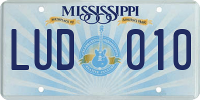 MS license plate LUD010