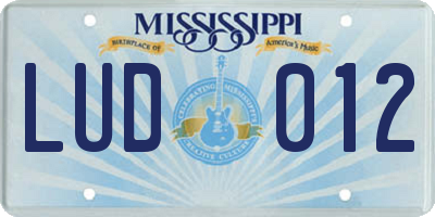 MS license plate LUD012