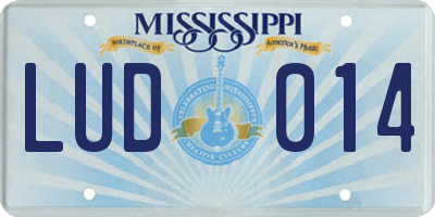 MS license plate LUD014