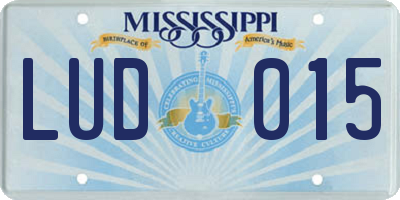 MS license plate LUD015