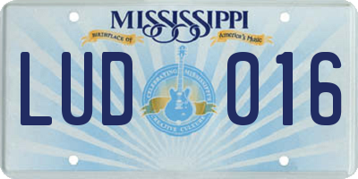 MS license plate LUD016