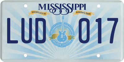 MS license plate LUD017