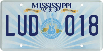 MS license plate LUD018