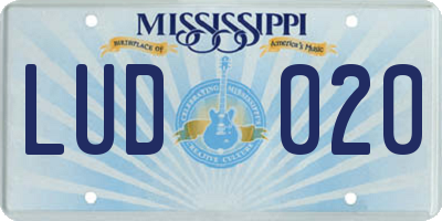 MS license plate LUD020