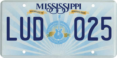 MS license plate LUD025