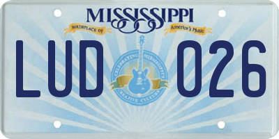 MS license plate LUD026