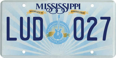 MS license plate LUD027
