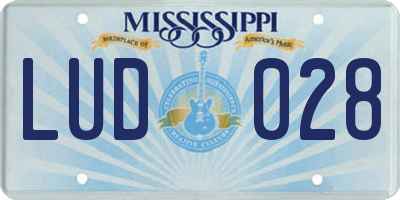 MS license plate LUD028