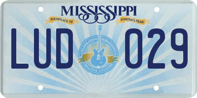 MS license plate LUD029