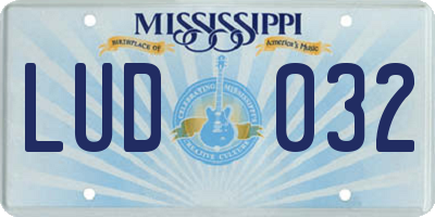 MS license plate LUD032
