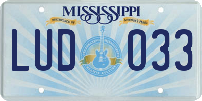 MS license plate LUD033