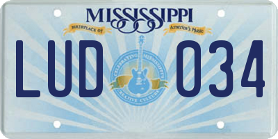 MS license plate LUD034
