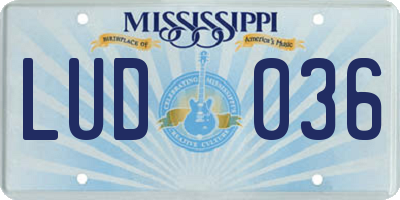 MS license plate LUD036