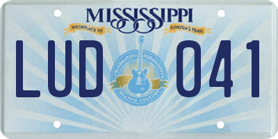 MS license plate LUD041