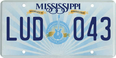 MS license plate LUD043