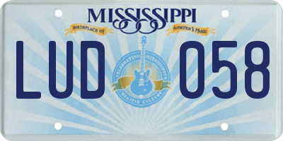 MS license plate LUD058