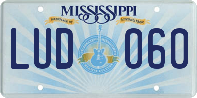 MS license plate LUD060