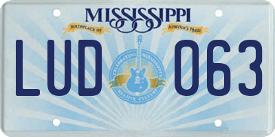 MS license plate LUD063