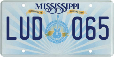 MS license plate LUD065