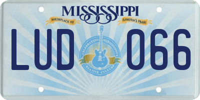 MS license plate LUD066