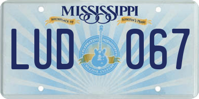 MS license plate LUD067