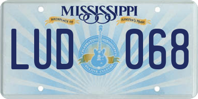 MS license plate LUD068
