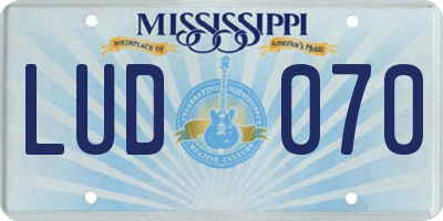MS license plate LUD070