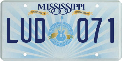 MS license plate LUD071