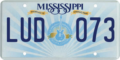 MS license plate LUD073