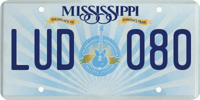 MS license plate LUD080