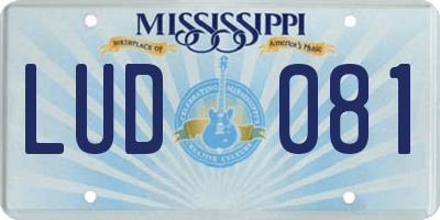 MS license plate LUD081