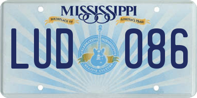 MS license plate LUD086